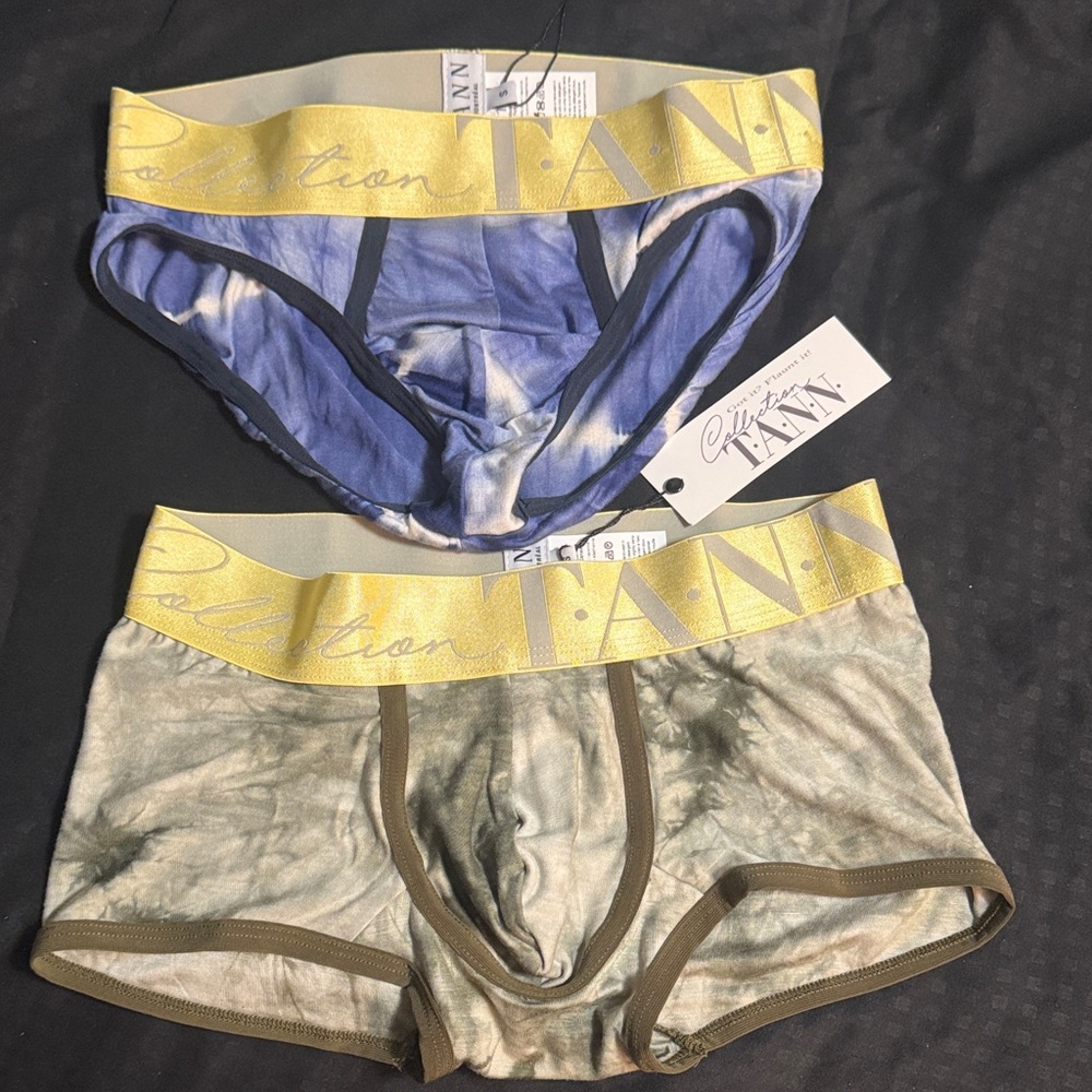 Collection TANN Men's Tie-Dye Boxer Briefs - Blue & Olive